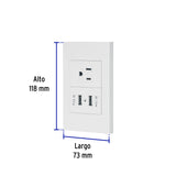 Placa Armada 1CONTACTO, 2PUERTOS USB, 1.5mod, Española, Blanco