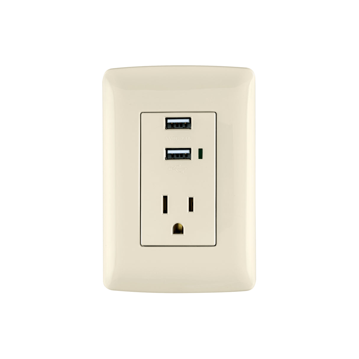 Contacto Aterrizado + 2 Puertos USB, Marfil, Línea Italiana