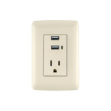 Contacto Aterrizado + 2 Puertos USB, Marfil, Línea Italiana