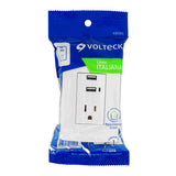 Contacto Aterrizado + 2 Puertos USB, Blanco, Línea Italiana