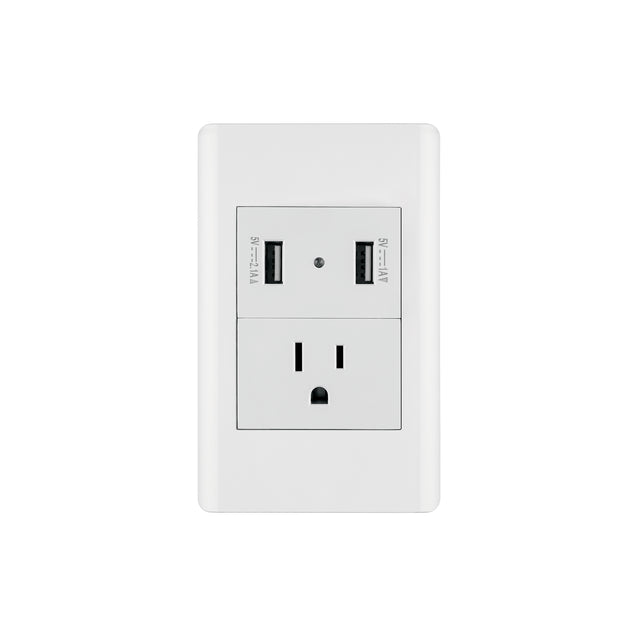 Placa armada blanca contacto y 2 puertos USB 1.5 mód, Lisboa