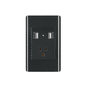 Placa armada negra contacto y 2 puertos USB 1.5 mód, Lisboa