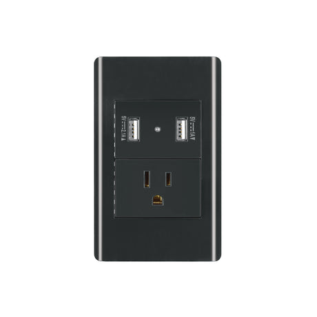 Placa armada negra contacto y 2 puertos USB 1.5 mód, Lisboa