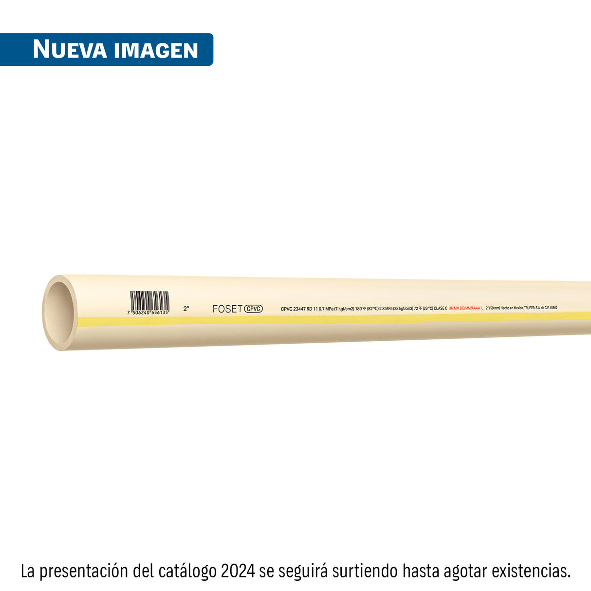 Tubo de 2' CPVC Hidráulico Rd 11, 3M, 3.5 kg, Foset