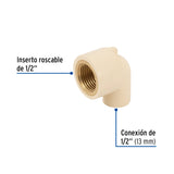 Codo 90° de CPVC con Inserto Latón 1/2', Foset