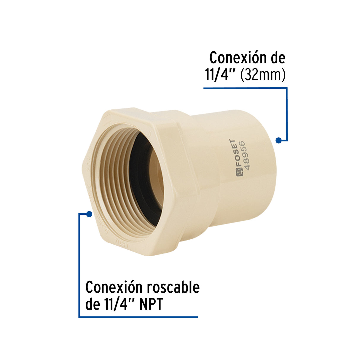 Conector Hembra CPVC 1-1/4', Foset