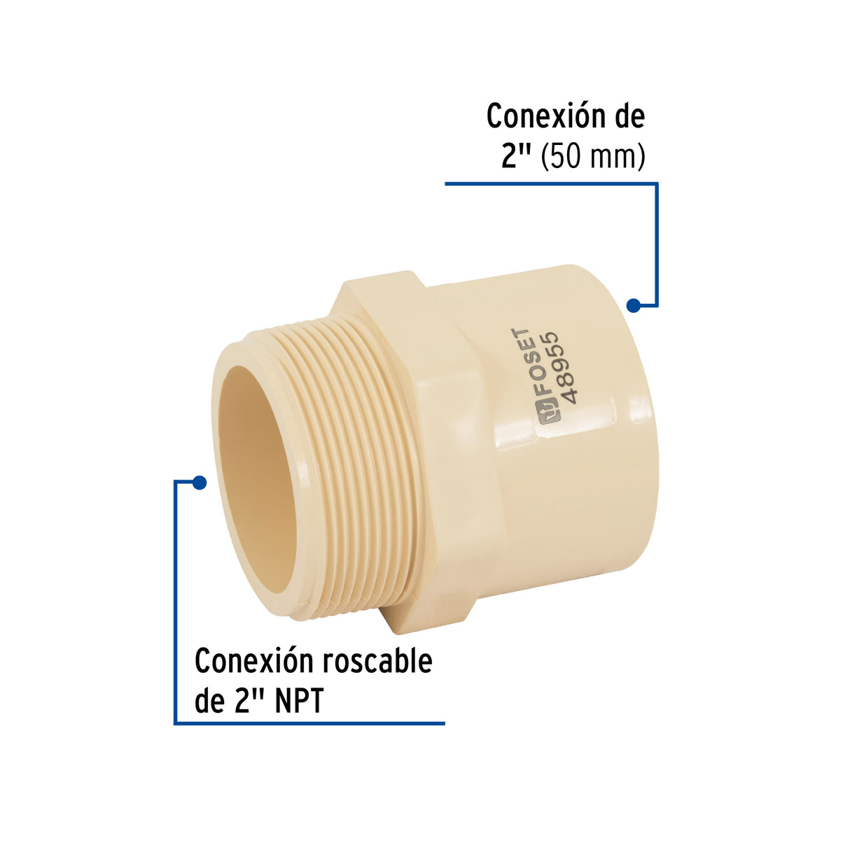 Conector Macho CPVC 2', Foset