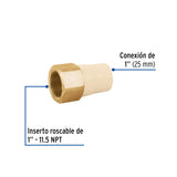 Adaptador Hembra de CPVC 1' con Inserto de Latón, Foset