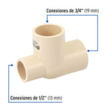 Tee Reducida Lateral de CPVC 3/4' X 1/2' X 3/4', Foset