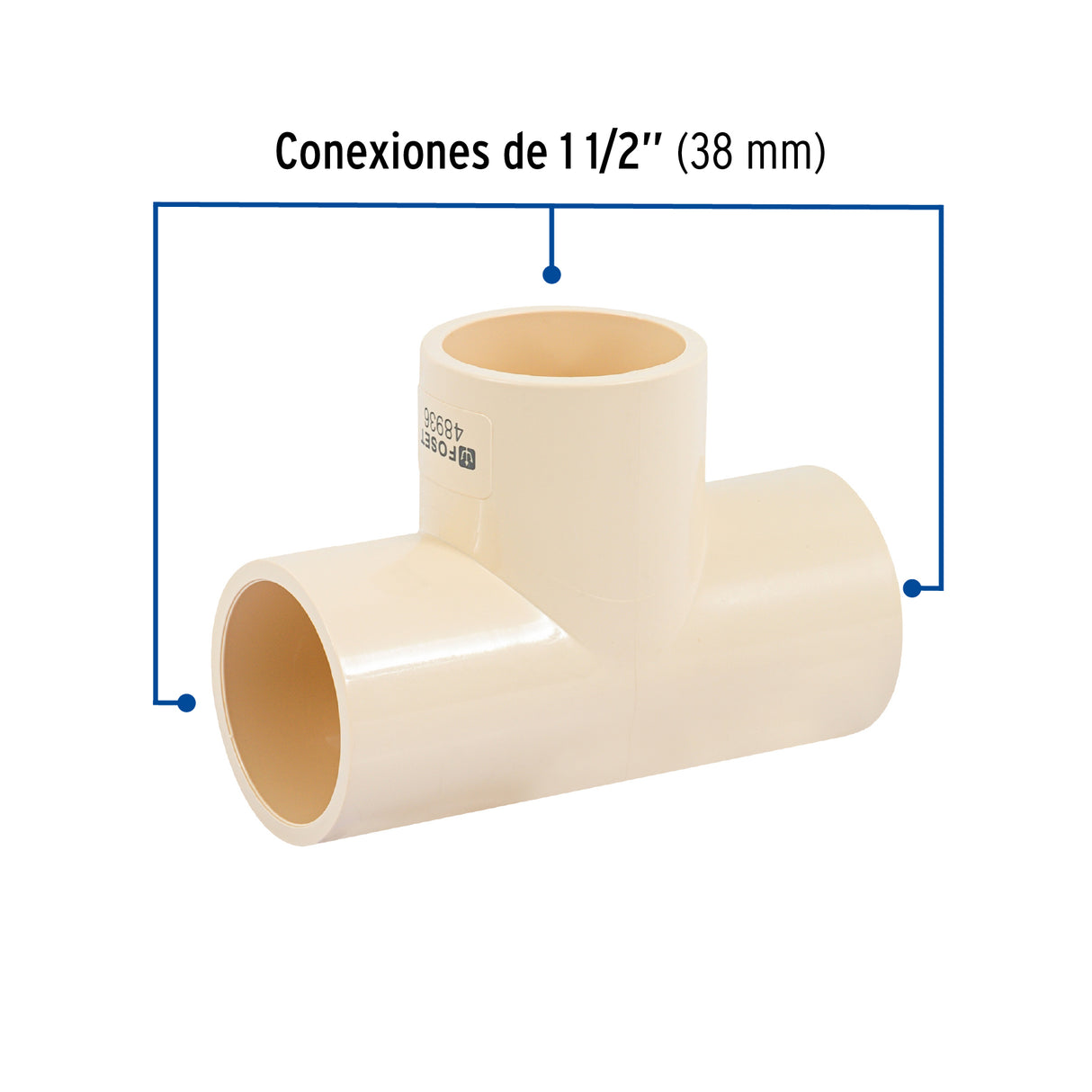 Tee Sencilla de CPVC de 1-1/2', Foset