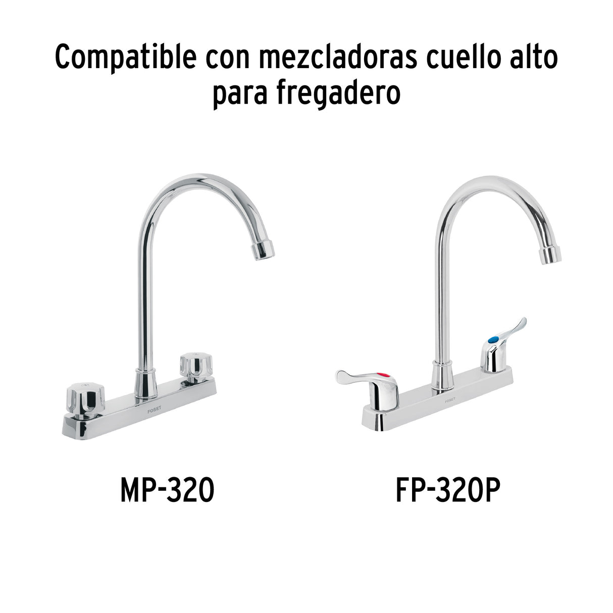 Cuello Alto para Mezcladora de Fregadero, Cromo, Basic