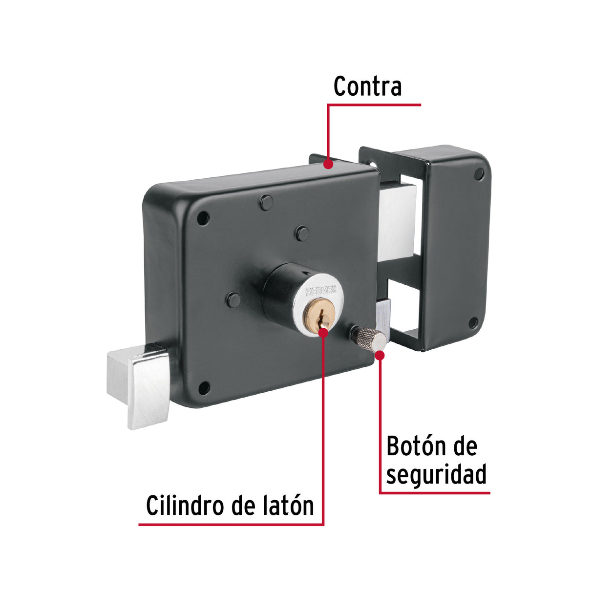 Cerradura Sobreponer Der Instala-fácil, Tradicional, Negro