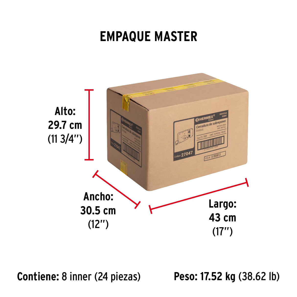 Cerradura Sobreponer Der Instala-fácil, Caja, Hermex Basic