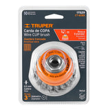 Carda Copa 3' Alambre Trenzado Grueso, Eje 5/8'-11, Truper