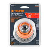 Carda Copa 3' Alambre Trenzado Fino, Eje 5/8'-11, Truper
