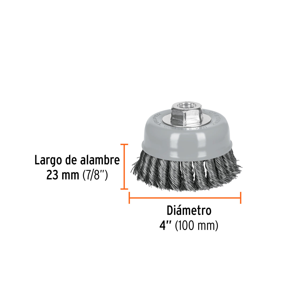 Carda Copa 4' Alambre Trenzado Grueso, Multi-rosca, Truper