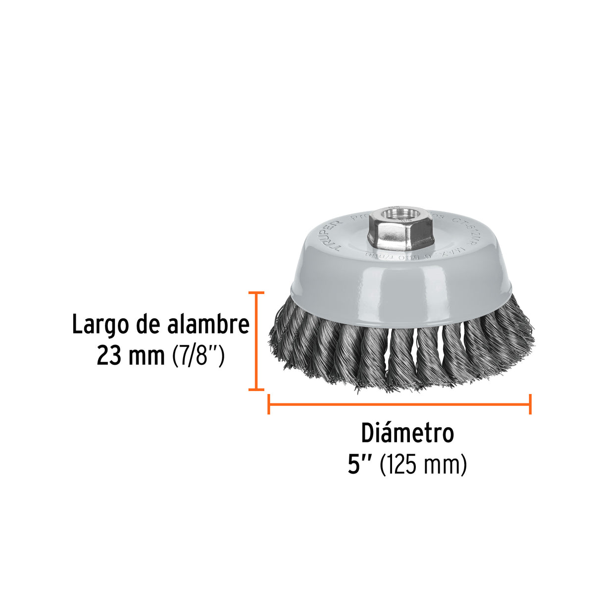 Carda Copa 5' Alambre Trenzado Fino, Multi-rosca, Truper