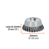 Carda Copa 5' Alambre Trenzado Fino, Multi-rosca, Truper