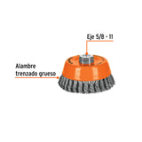 Carda Copa 5' Alambre Trenzado Grueso, Eje 5/8'-11, Truper