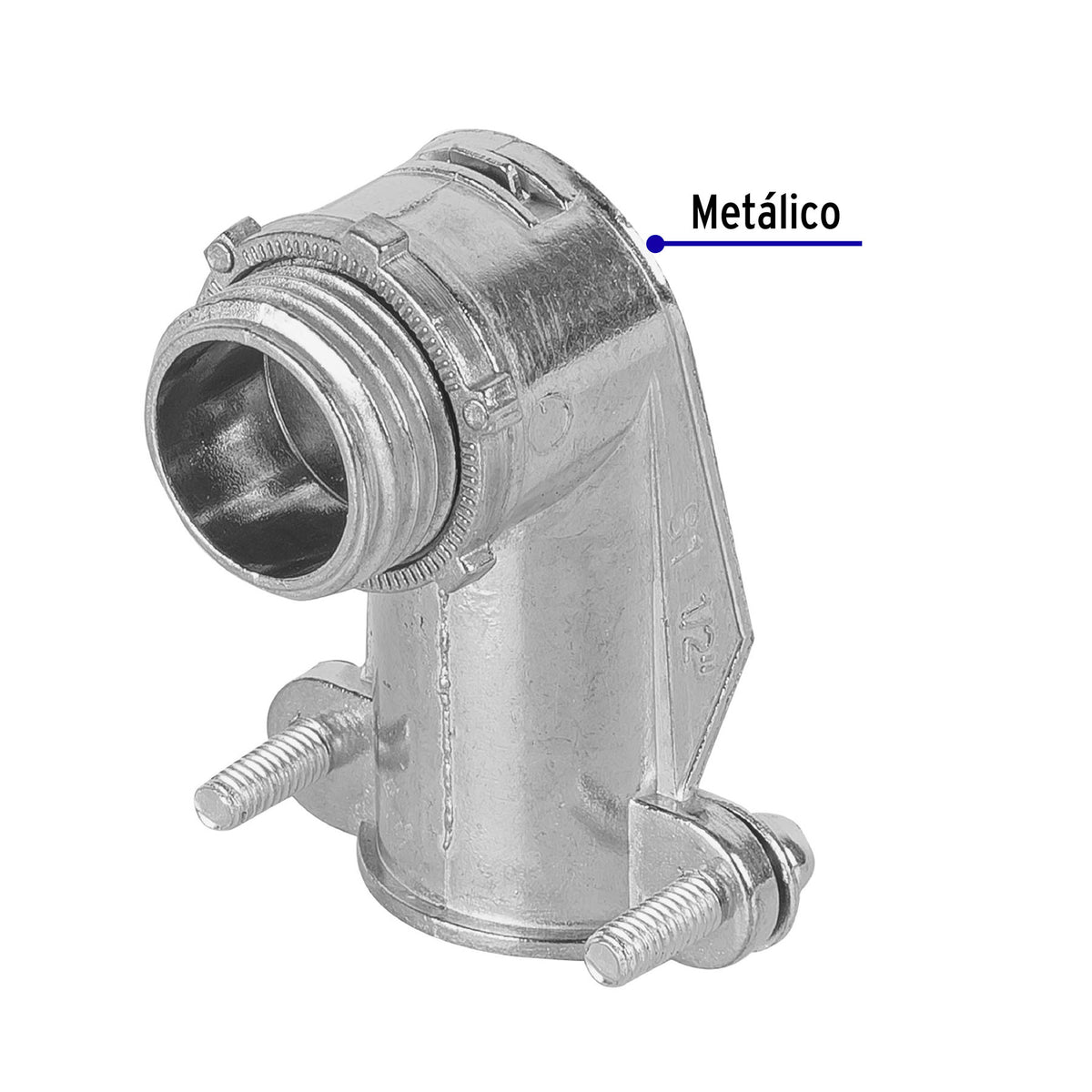 Conector Curvo 1/2' para Tubo Flexible Metálico, Volteck