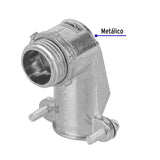 Conector Curvo 1/2' para Tubo Flexible Metálico, Volteck