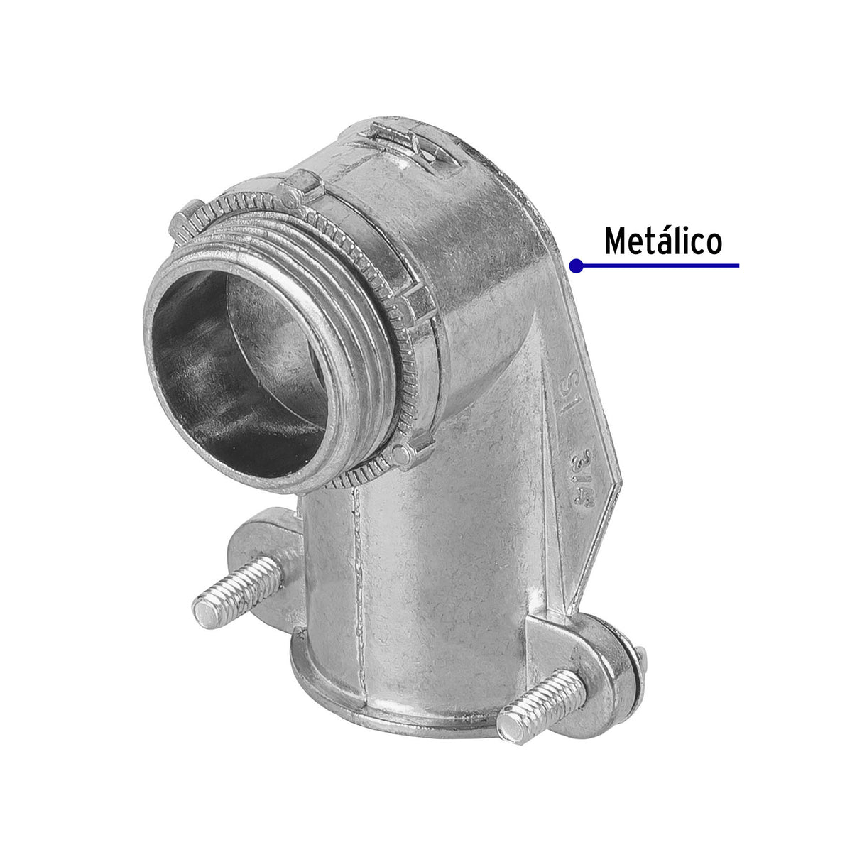 Conector Curvo 3/4' para Tubo Flexible Metálico, Volteck