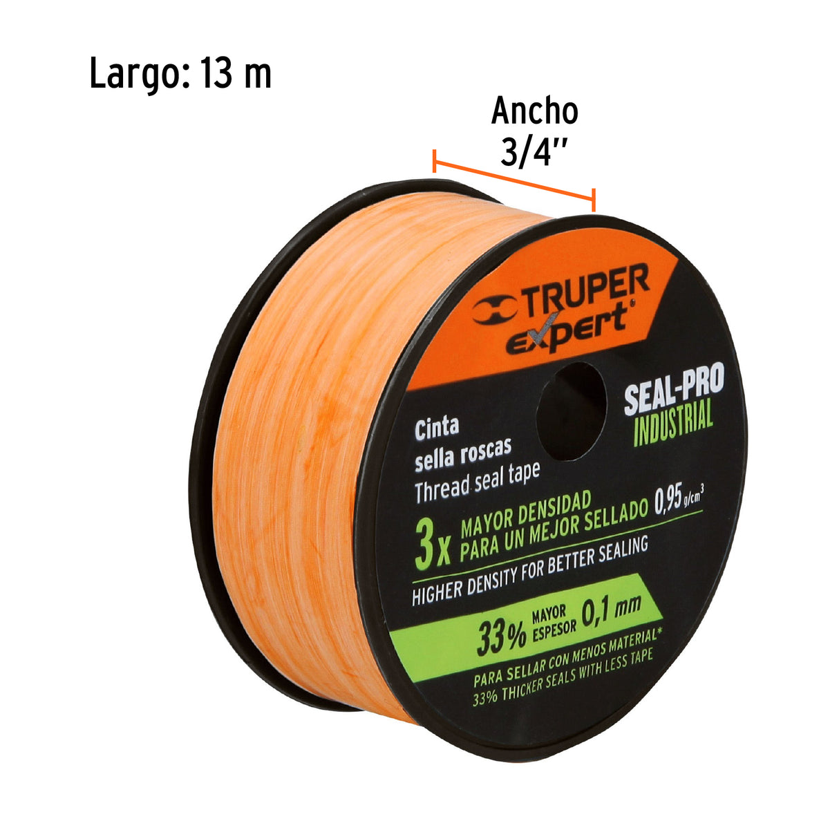 Cinta Sella Roscas 3/4' X 13M, Seal Pro Industrial, Expert