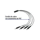 Cable Divisor de Energía Tipo Pulpo 1 a 4 para Cctv, Volteck