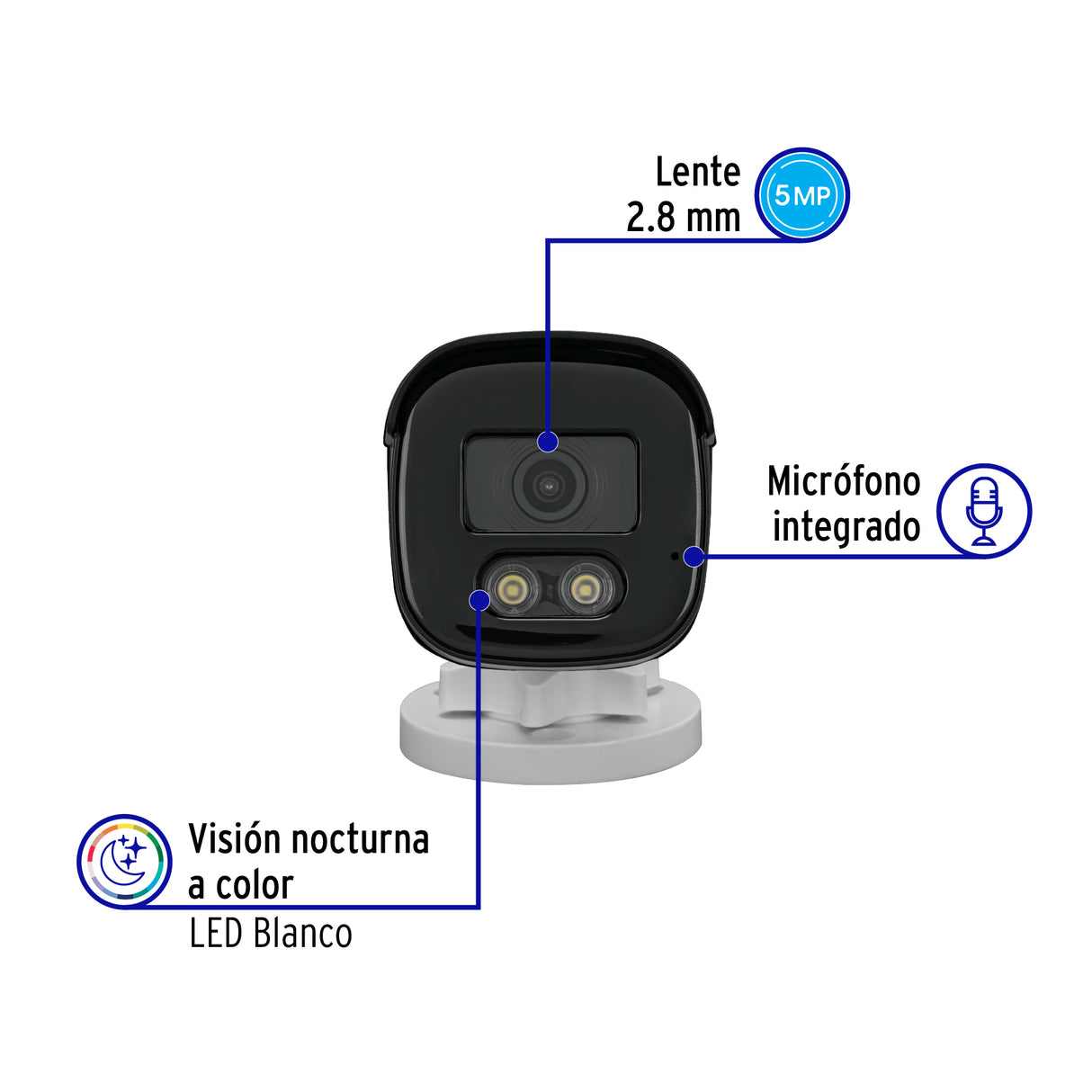 Cámara Tipo Bala 5MP, Lente 2.8 mm, C/Micrófono, Volteck