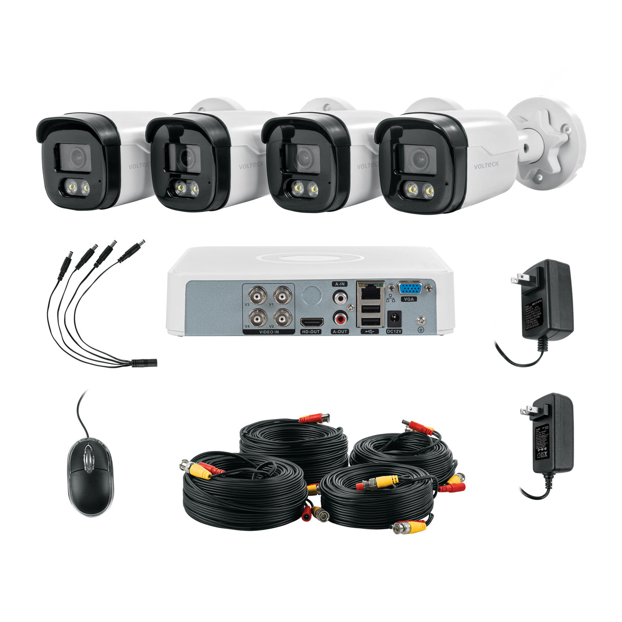 Kit Video Vigilancia, 4 Canales, 4 Cámaras, 5MP, Disco 1TB