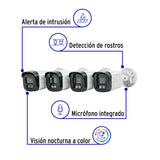 Kit Video Vigilancia, 4 Canales, 4 Cámaras, 5MP, Disco 1TB