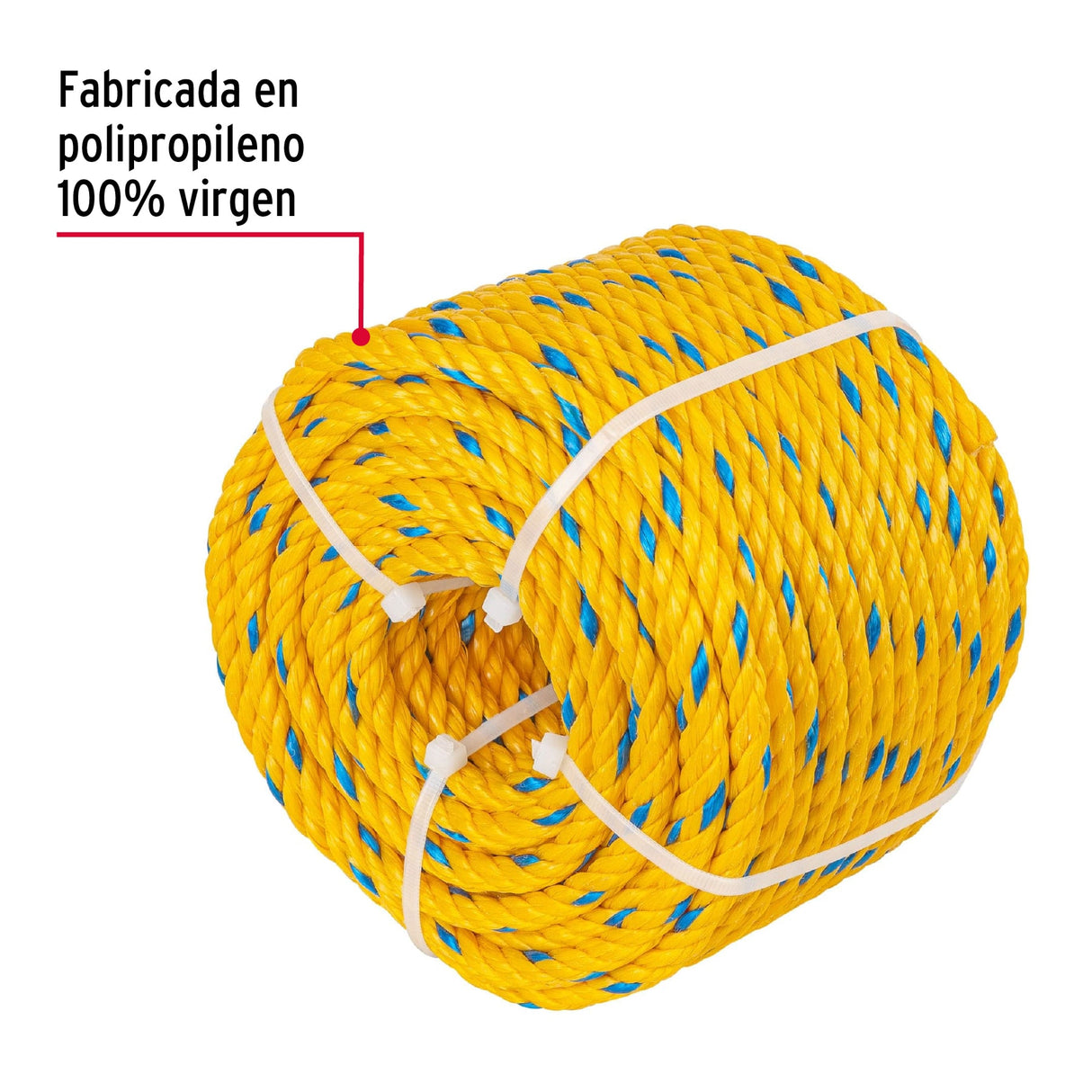 Metro de Cuerda Amarilla de Polipropileno 8 mm, Rollo 32M