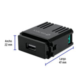 Módulo USB, Línea Italiana, Color Negro, Volteck