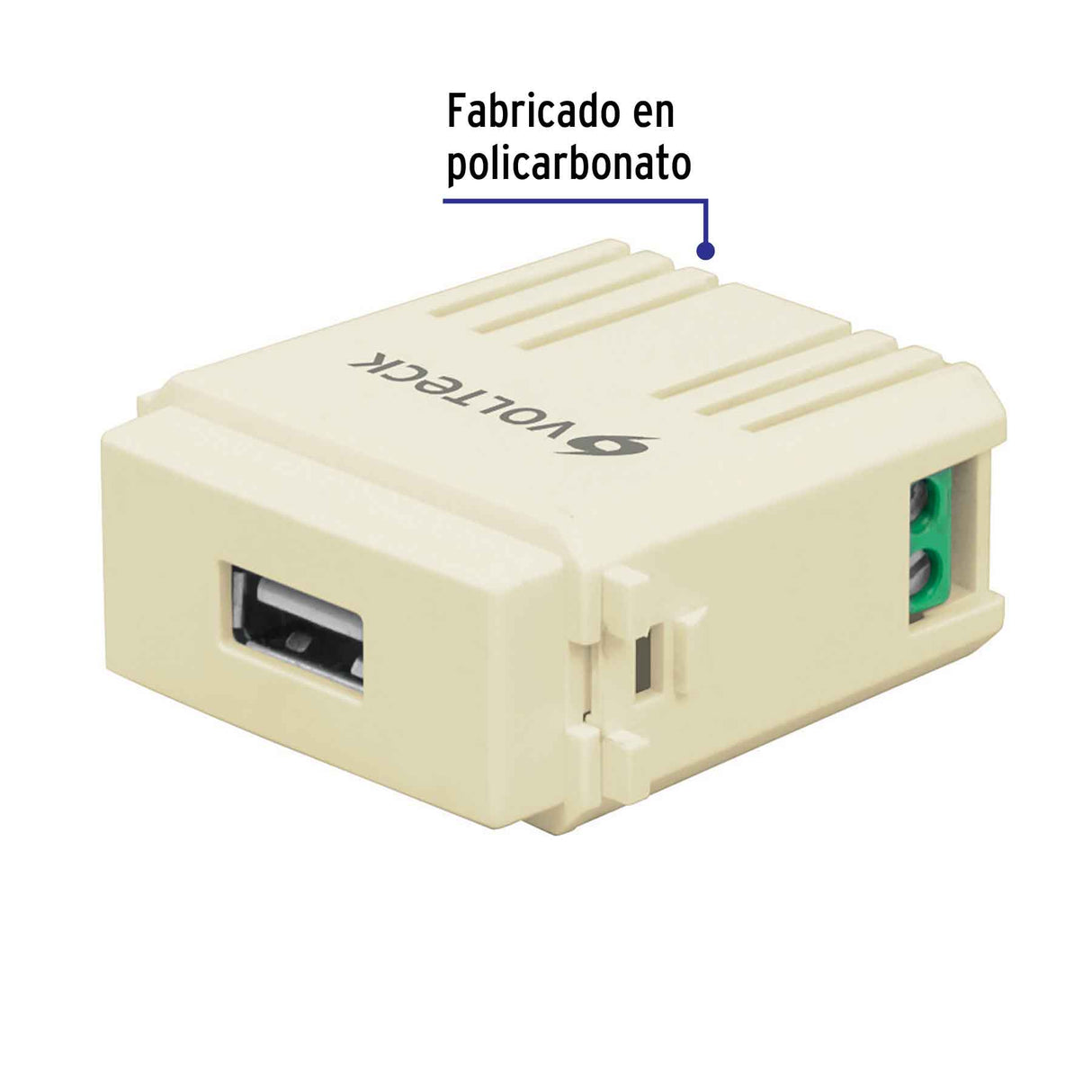 Módulo Puerto USB, Línea Italiana, Color Marfil, Volteck