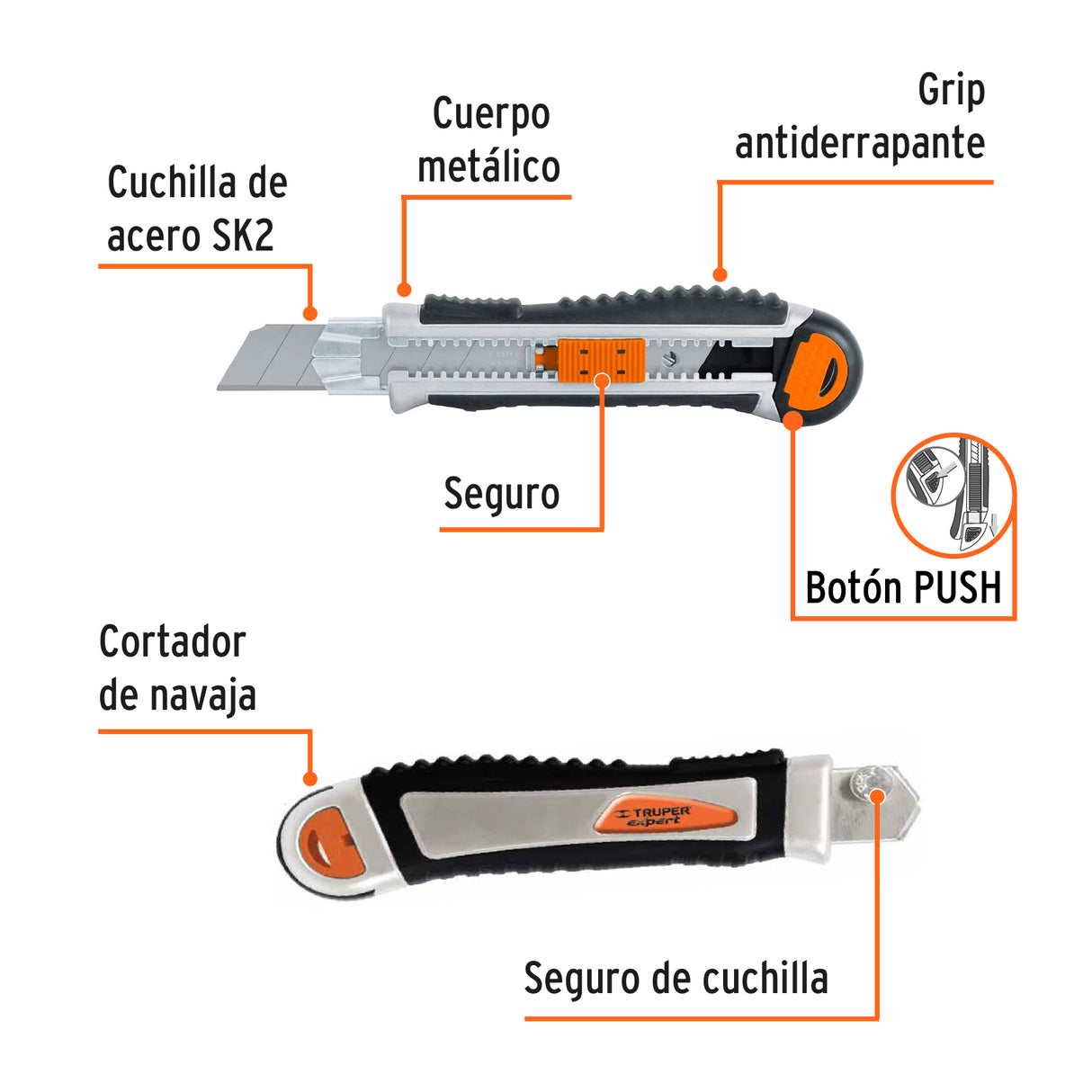 Cutter 25 mm Trabajo Pesado C/Alma Metálica y Grip, Expert