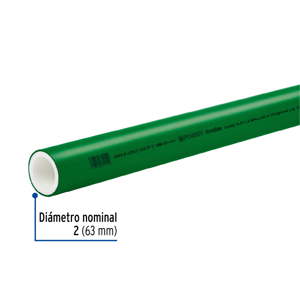 Tubo de 63 mm (2') PPR Hidráulico, 4M, 5.4 kg, Foset