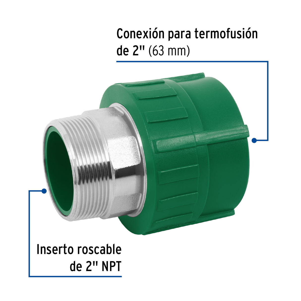 Adaptador PPR 2' Macho con Inserto Metálico, Foset