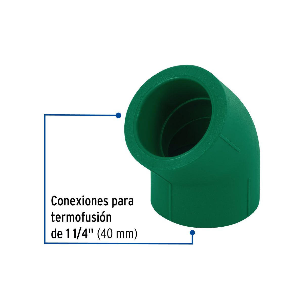 Codo 45° de PPR, 1-1/4' (40 mm), Foset