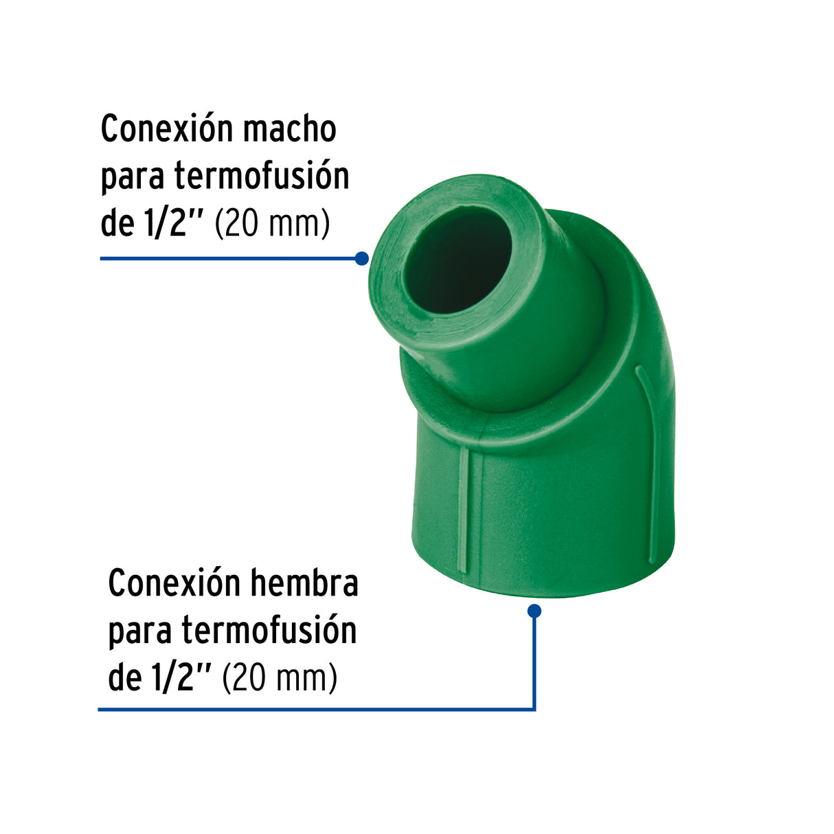 Codo 45° de PPR, 1/2' (20 mm), Macho-hembra, Foset