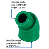 Codo 45° de PPR, 3/4' (25 mm), Macho-hembra, Foset