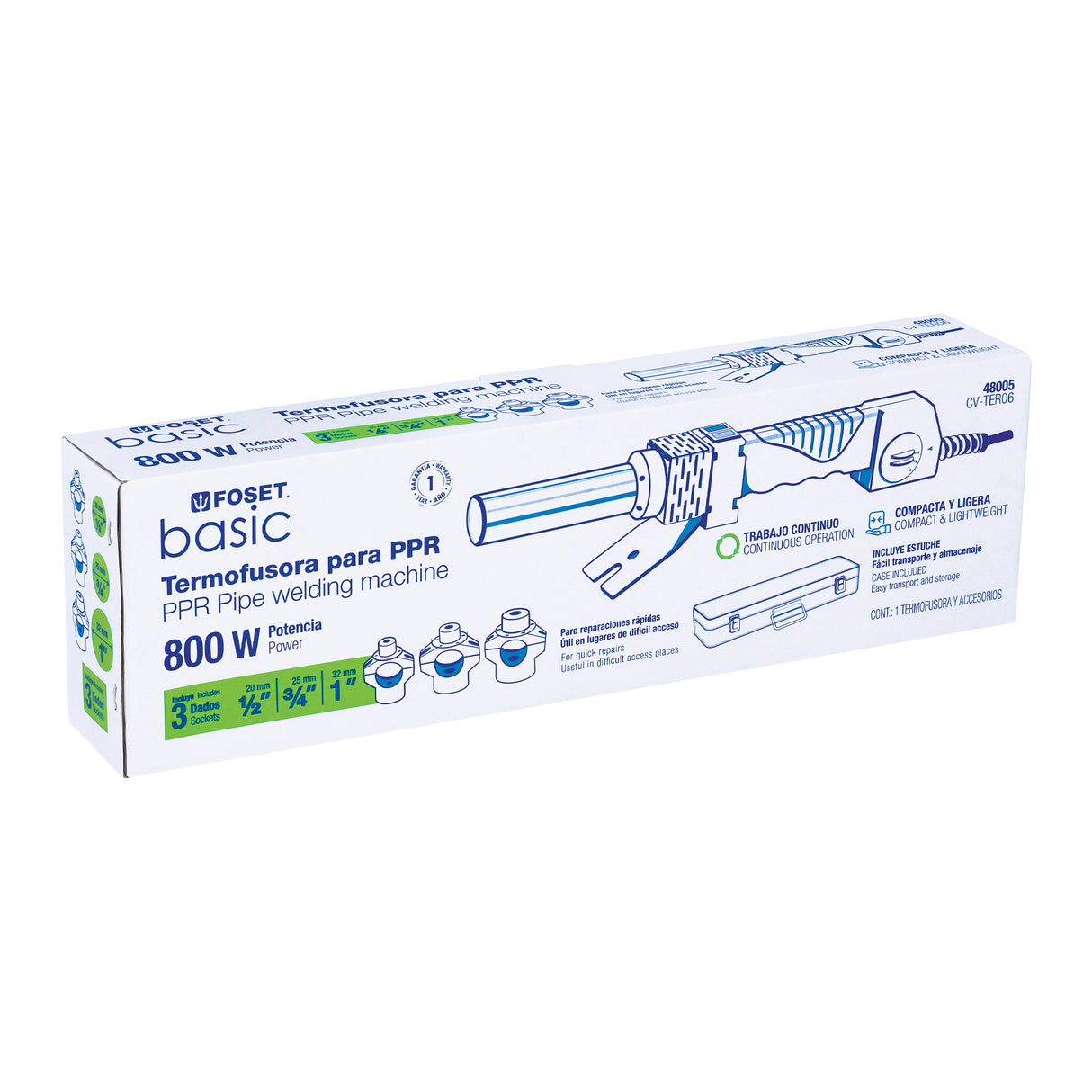 Termofusora de 800 W para PPR, Foset Basic