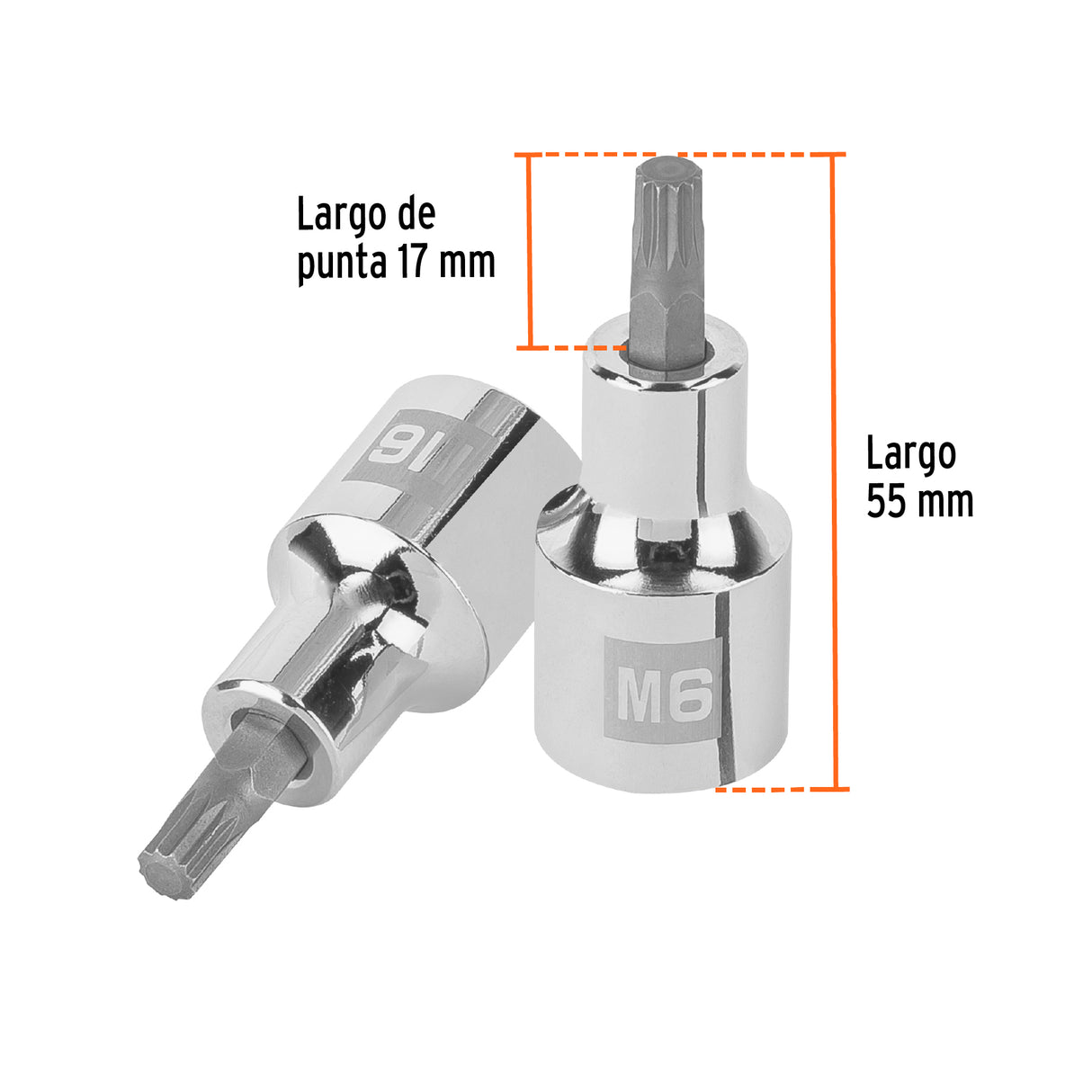 Dado Punta Corta Bristol M6, Cuadro 1/2', Truper