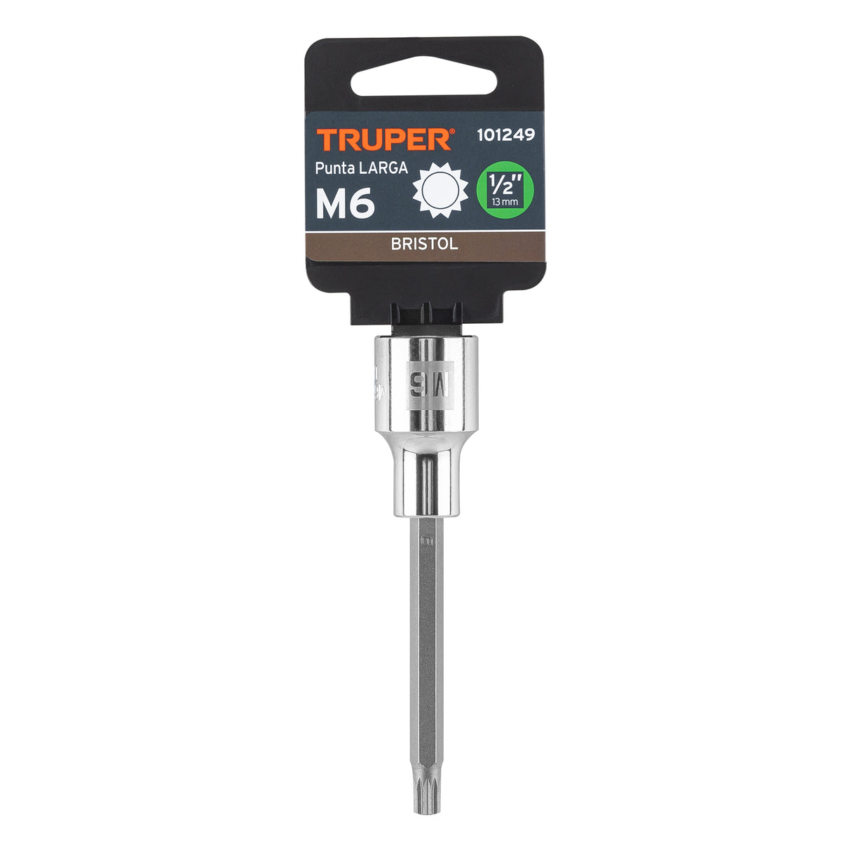 Dado Punta Larga Bristol M6, Cuadro 1/2', Truper