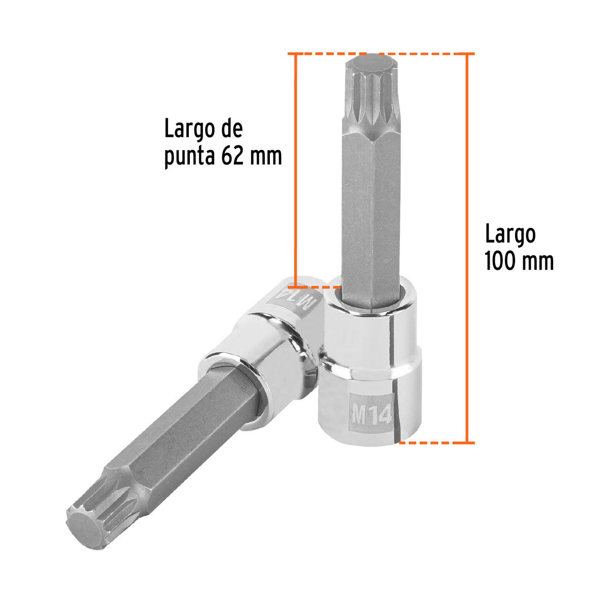 Dado Punta Larga Bristol M14, Cuadro 1/2', Truper