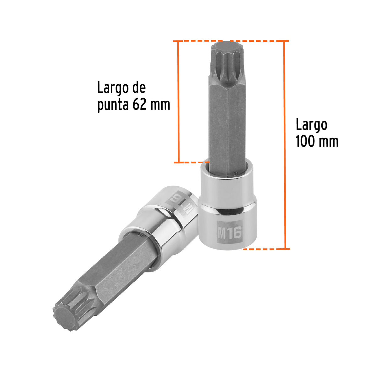 Dado Punta Larga Bristol M16, Cuadro 1/2', Truper