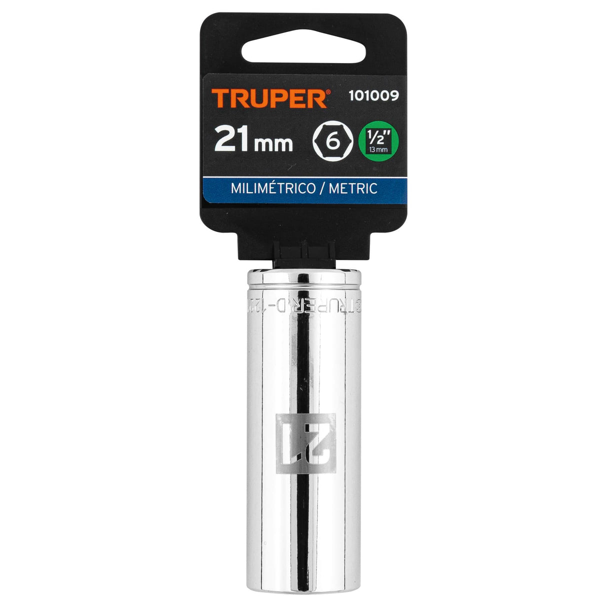 Dado Largo de 21 mm, 6 Puntas, Cuadro 1/2', Truper