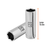 Dado Largo de 21 mm, 6 Puntas, Cuadro 1/2', Truper