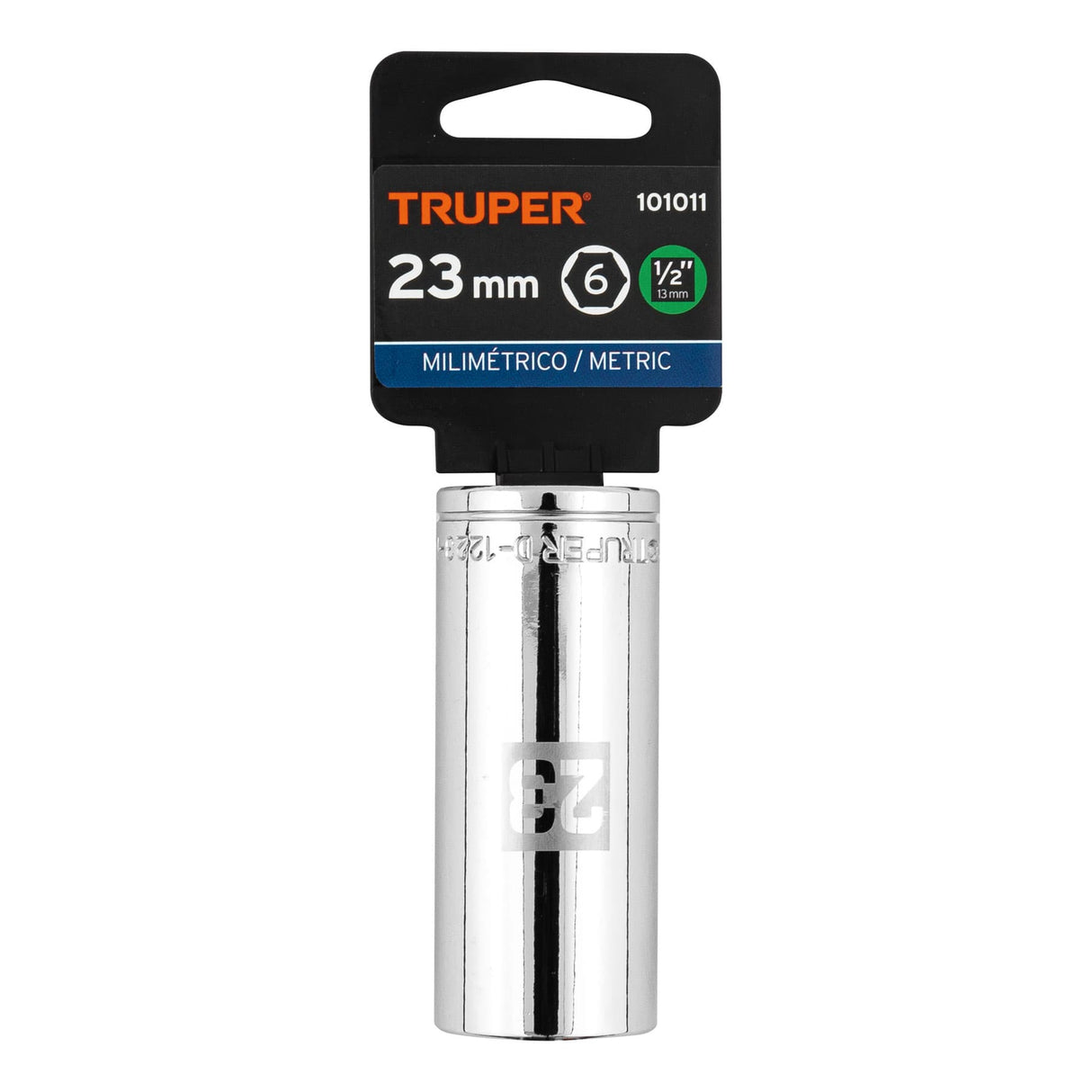 Dado Largo de 23 mm, 6 Puntas, Cuadro 1/2', Truper