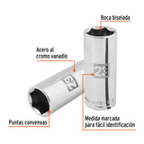Dado Largo de 23 mm, 6 Puntas, Cuadro 1/2', Truper