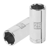 Dado Largo de 25 mm, 6 Puntas, Cuadro 1/2', Truper